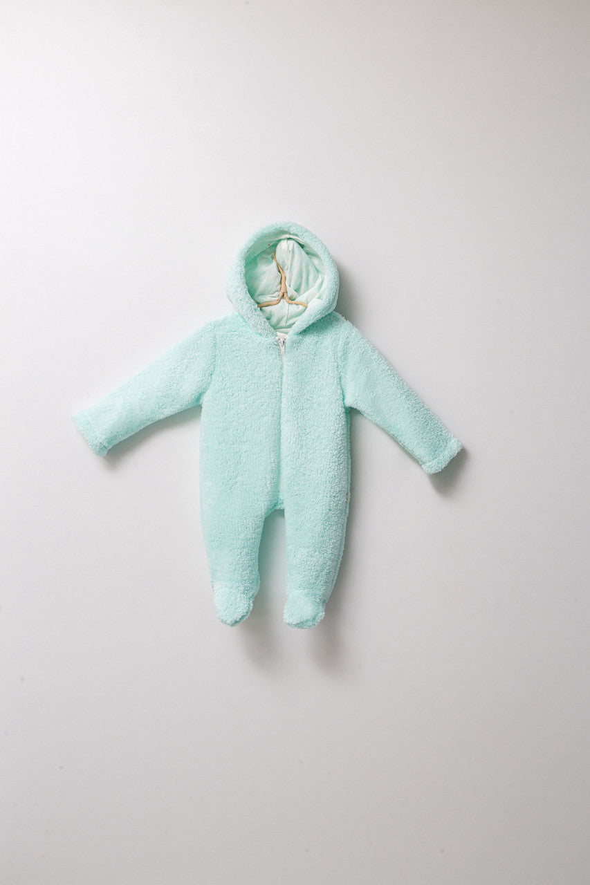 Salopeta plusata de iarna pentru bebelusi, Tongs Baby, captusita cu fermoar, bleumarine